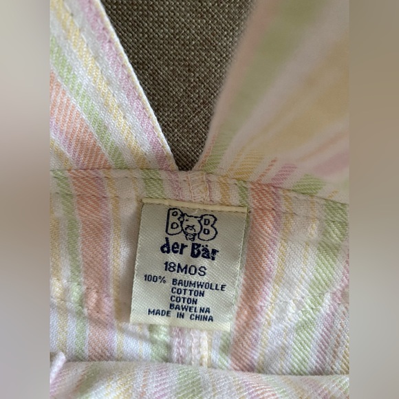 Vintage Bob Der Bar pink striped short overalls with flower embroidery - Picture 3 of 3